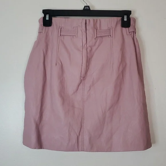 NWT Free People Payton Faux Leather Paperbag Mini Skirt Size 4 Mauve Swoon - Picture 8 of 13